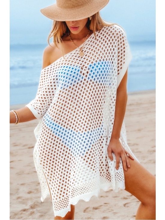 Cupshe Other - Cupshe White Crochet Swim Cover-Up Mini Dress
